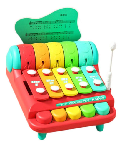 Xilófono Para Bebé, Piano, Juguete, 5 Claves Rojo