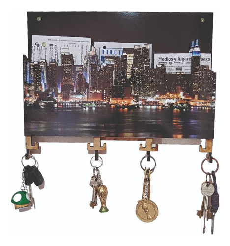 Cuadro Porta Llaves New York Manhattan Estados Unidos Deco