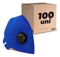 Comprar 100 Máscaras Descartáveis Pff2 Com Válvula Azul Camper