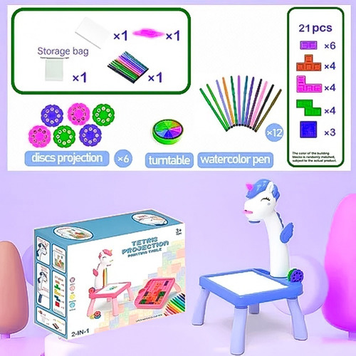 Mesa 2 En 1 Proyector Dibujo Didactica Juego Tetris
