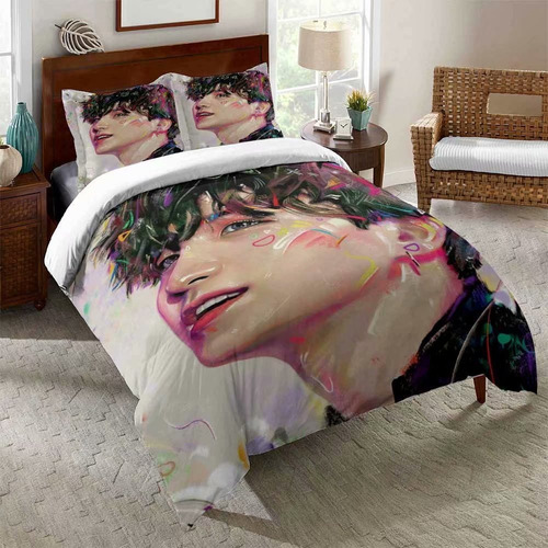 Bts Suga- Juego De Sábanas Y Fundas De Almohada -3 Piezas