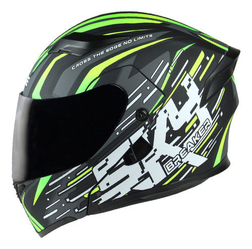 Casco Abatible Para Moto Edge Boss Skybreaker Certificadodot Color Gris/Verde Tamaño del casco XL
