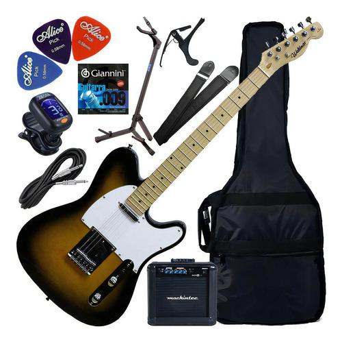 Kit Guitarra Waldman Gte-100 Telecaster Sunburst Gx03