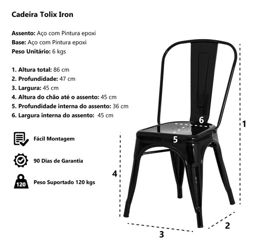 Imagem 5 de 5 de Cadeira Tolix Iron Design Várias Cores