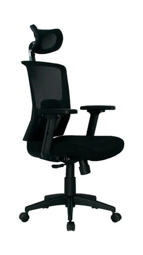 Imagen 2 de 4 de Silla de oficina Palmira Mundial de Sillas ergonómica negra con tapizado de mesh y tela