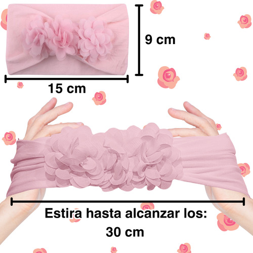 Diademas Niñas Bebes Turbante Flores Banda Elástica Moda Color Paquete 2