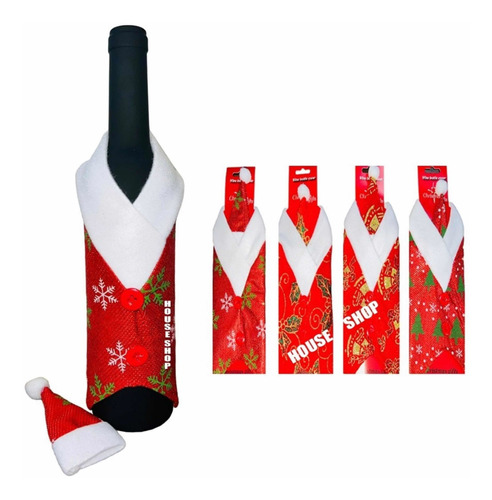 Funda Botella De Vino Navidad Con Gorro Decoración Navidad