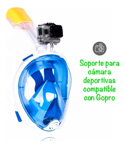 Máscara de Snorkel,180° Vista Máscara de Buceo con diseño panorámico de  Cara Completa Cámara Deportiva Compatible Máscara de Buceo con tecnología