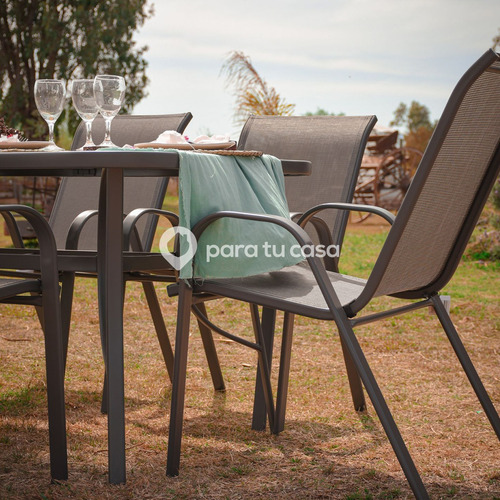 Imagen 2 de 10 de Juego De Jardin Sillas Sillones Mesa 7 Piezas Gris
