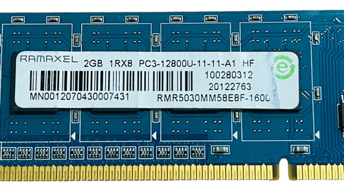 Memoria Ddr3 Ramaxel 2gb 1rx8 Pc3 - 12800u 1600mhz Para Pc (Reacondicionado)