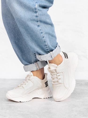Zapatilla Alta Plataforma De Mujer Con Cordones Otoño Pao