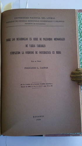 Imagen 5 de 10 de Gaspar - Universidad Nacional Del Litoral 1938 Matemáticas