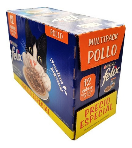 Sobres Para Gato Felix Alimento Premios Sabor Pollo 36x85g