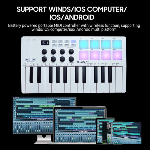 Teclado Usb M-vave Con Control Midi Mini Portátil De 25 Tecl