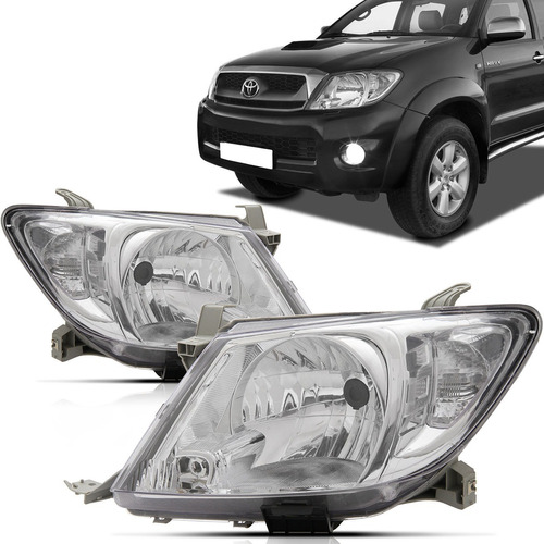 Farol Hilux Srv 2009 2010 2011 Foco Simples Cristal C/ Pisca