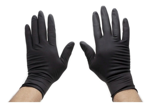 Par Guantes Negros Latex Reutilizables - Uso Rudo