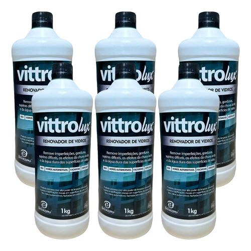 Kit 6 Vittrolux Remove Gorduras Sujeiras Superfície De Vidro
