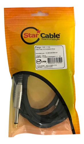 Kit 2 Cabo De Audio Starcable P10 Mono X P2 Stereo 5 Metros
