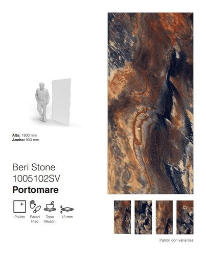 Piedra Beri Stone Pulido, Ovefland,  Portomare 1800x900x13mm