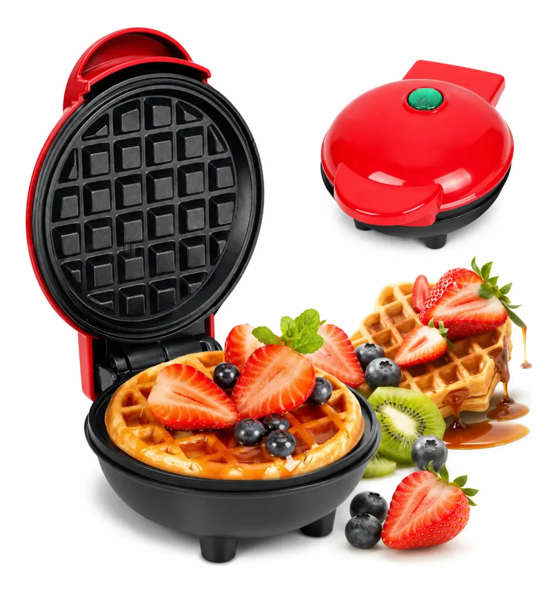 Waflera Mini Maquina De Waffles Pequeña Nevashel Kitchen WE1 Redonda Para Hacer Desayunos Mini Waflera Electrica Compacta Placa Antiadherente Ideal Para Viajes Desayunos Rapidos Co