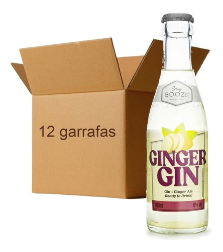 Imagem 1 de 3 de 12x Drink Pronto Easy Booze Gin+ginger 200ml