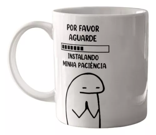 Caneca meme boneco palito carregando paciencia erro