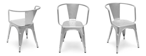 Silla De Comedor Metal Industrial De Diseño - Tolix Apoyabrazos X 2 Color de la estructura de la silla Gris