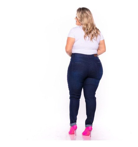 Imagem 3 de 7 de Calça Jeans C/ Lycra Feminina Plus Size Tamanho Grande