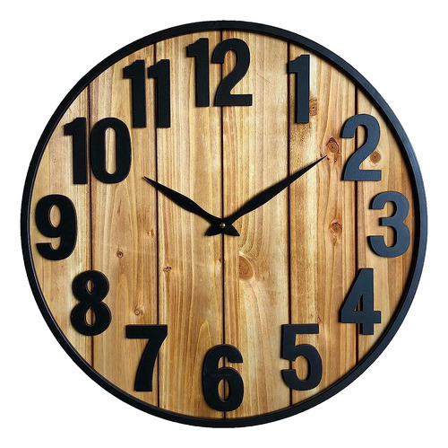 Montoire Modern Rustic Wood Farmhouse Wall Clock, 24 Pulgada