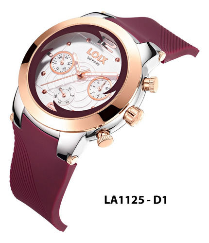 Reloj Dama Loix® La1125-1 Vinotinto Con Oro Rosa