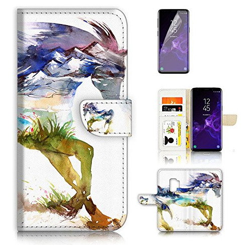 Funda Cartera Para Samsung Galaxy S9 A20275 Abstract Horse