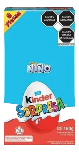 Kinder Sorpresa 8 Huevos De Chocolate Con Leche Niño 160g