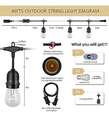 Guirnaldas De Luces Para Exteriores, Luces De Patio Gana 48/