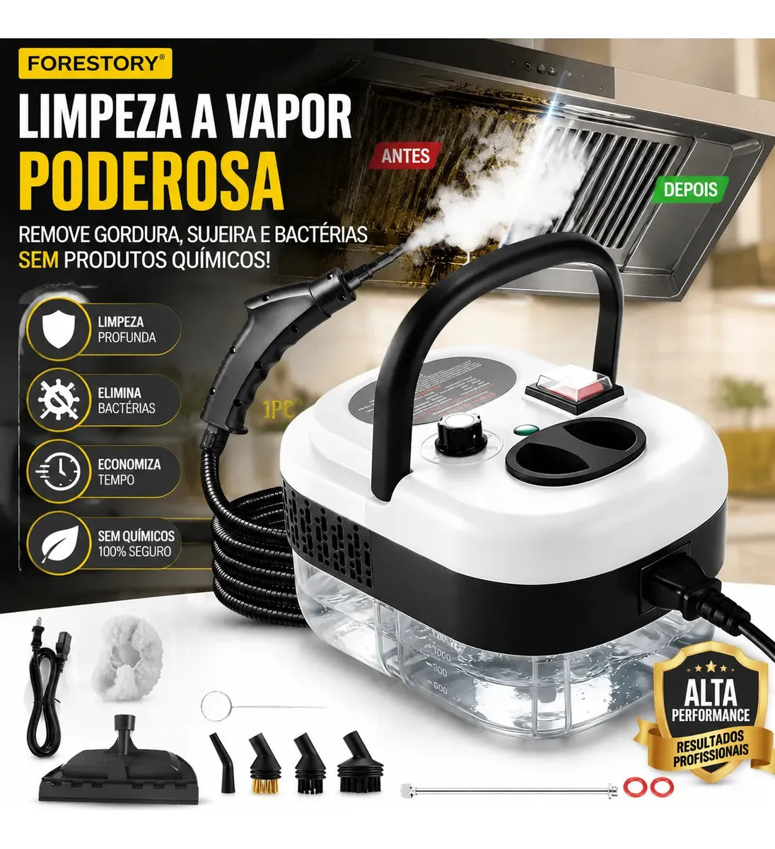 forestory Limpador A Vapor De Alta 1.2 L - Branco 50/60Hz