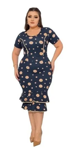Vestido Evangelico Bolinhas Tubinho Babado Moda Feminina