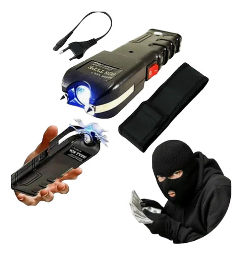 Lanterna Potente Ta-ser Cho-que 180000w Arma Tática Proteção Branco Preto