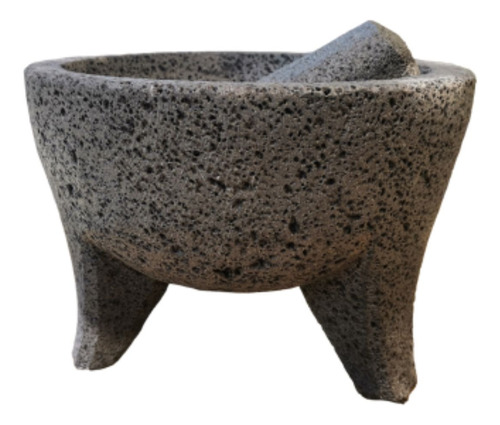 Molcajete #9 De Piedra Volcánica C/temolote 23cm Diámetro