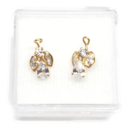Aretes De Angel Alas Zirconias Y Oro Laminado +estuche Aa2