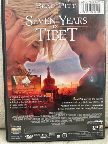 Dvd Siete Años En Tíbet Brad Pitt Imp Usa (Usado)