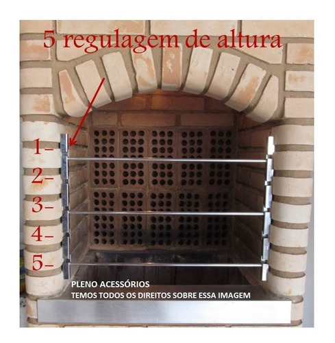 2 Suportes Churrasqueira 5 Posições + 3 Barras Alum 1 Metro