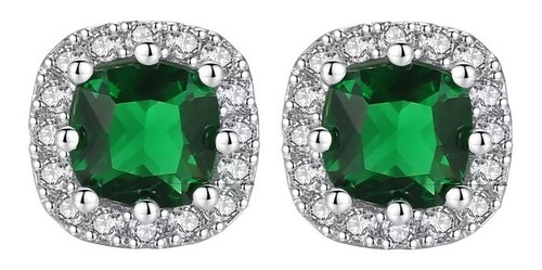 Aretes Piedras Preciosas Esmeralda Ak Jewelry Plata Oro 18k