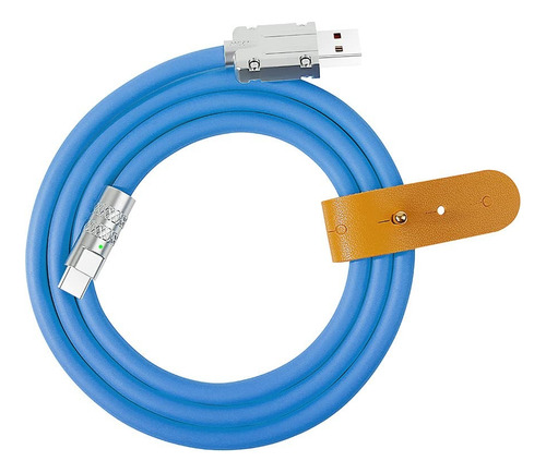 Cable De Carga Rápida Usb-micro V8 120w Reforzado Led 1m Azul