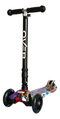 Imagen 1 de 4 de Monopatin Overtech Maxi-891 Plegable Niños 4 Ruedas Led Reforzado 80kg Negro Graffiti Wt-71