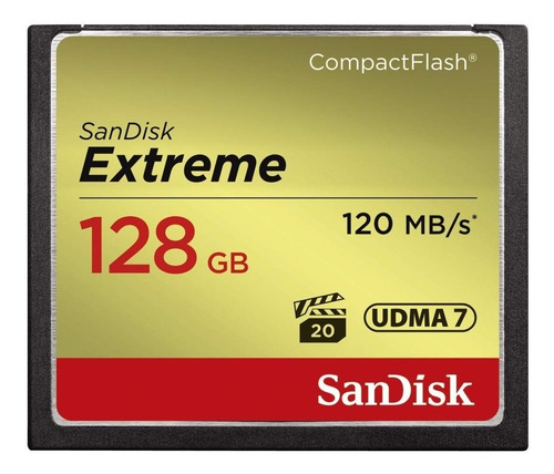 Imagem 1 de 3 de Cartão Memória Sandisk Extreme Compact Flash 128gb 120mb/s