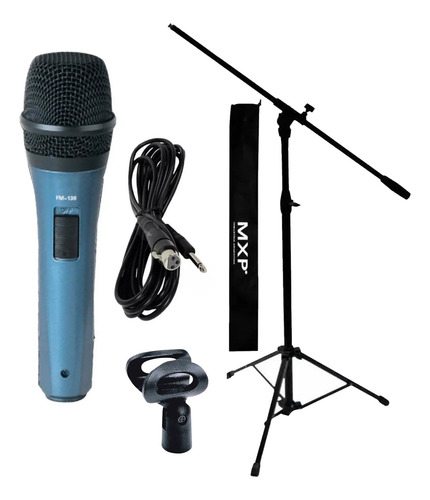 Combo Karaoke Microfono Ross + Pie Soporte + Pipeta + Cable 
