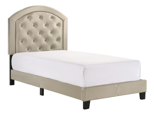 Cama Individual Capitoneada, Cama Beige Satinada