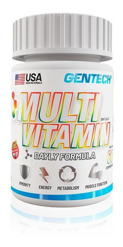 Multivitamínico Gentech Multivitamin 60 Tabs Vitaminas + Minerales Sin Tacc Sabor Sin sabor