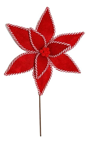 Flor De Navidad Diametro 32cm. Tallo 40cm Color Rojo