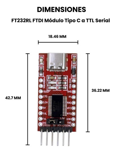 Ft232rl Ftdi Módulo Usb A Uart Con Conector Usb Tipo C