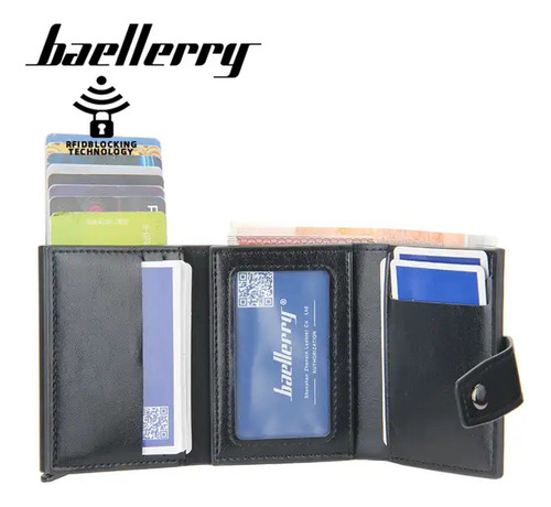 Cartera Tarjetero De Cuero Para Hombre Con Protección Rfid